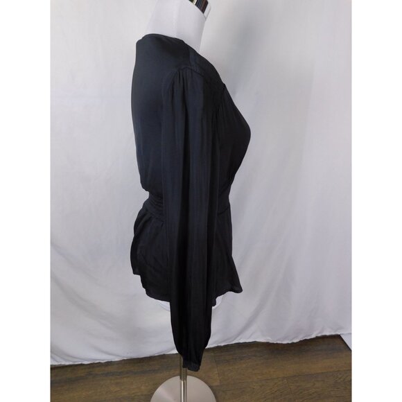 Grade & Gather S Black Peplum Blouse Romantic Gothic Witchcore V-Neck - Picture 6 of 9